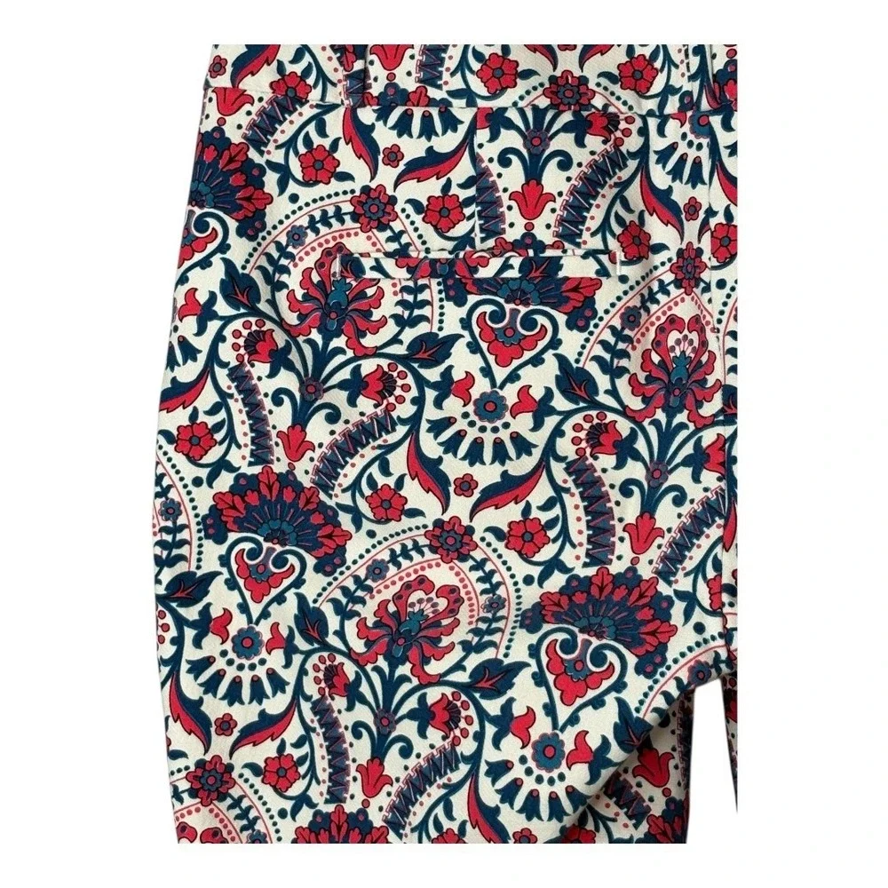 Ann Taylor LOFT Marisa Pants Womens 4 Multicolor Paisley Ankle Crop Stretch Boho